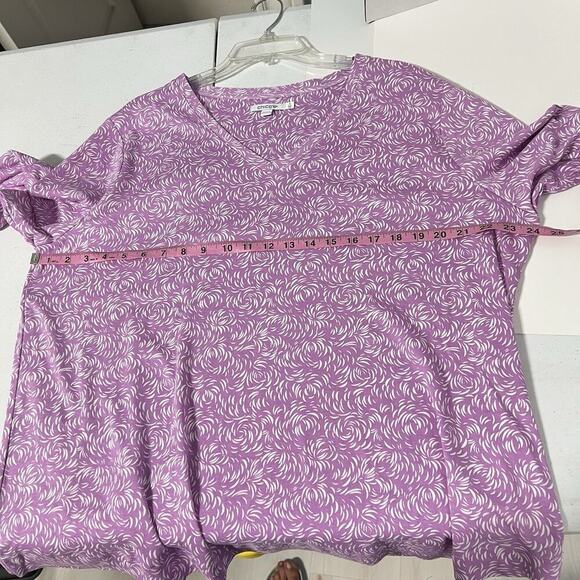Chico's Womens Top 4 20/22 Lavender Scoop Neck 3/4 Sleeves Swirl 100% Pima Cotto - Picture 7 of 10